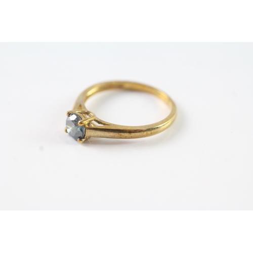 8 - 9ct gold round cut blue gemstone solitaire dress ring (1.7g) Size O