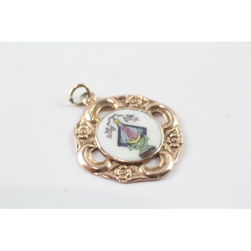 100 - 9ct gold painted religious charm