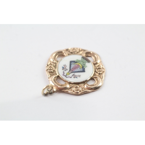 100 - 9ct gold painted religious charm