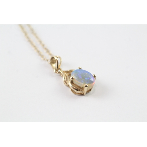 104 - 9ct gold and opal pendant on chain