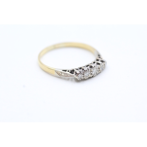 11 - 18ct gold & platinum vintage diamond five stone ring (2.8g) Size T