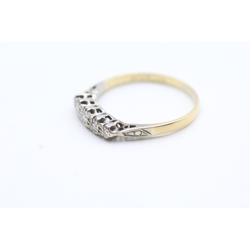 11 - 18ct gold & platinum vintage diamond five stone ring (2.8g) Size T