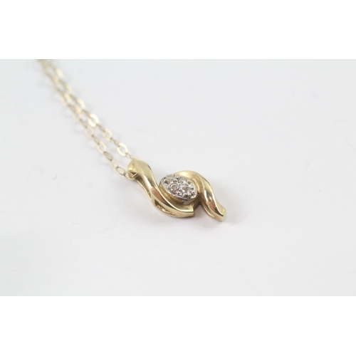 119 - 9ct gold diamond pendant on chain