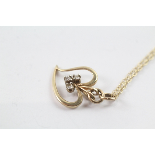 125 - 9ct gold diamond heart shape pendant necklace