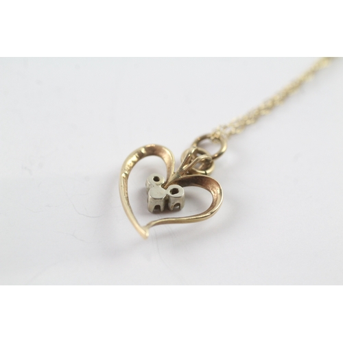 125 - 9ct gold diamond heart shape pendant necklace