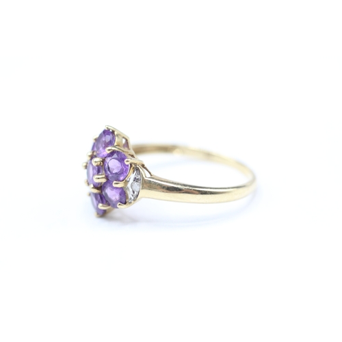 131 - 9ct gold amethyst and diamond ring (2.1g) Size P