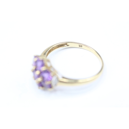 131 - 9ct gold amethyst and diamond ring (2.1g) Size P