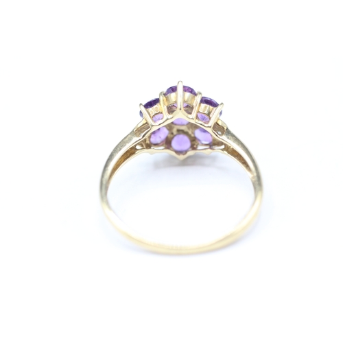 131 - 9ct gold amethyst and diamond ring (2.1g) Size P