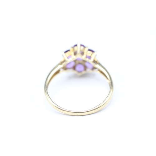 131 - 9ct gold amethyst and diamond ring (2.1g) Size P