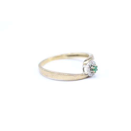 137 - 9ct gold emerald and diamond ring (1.6g) Size N