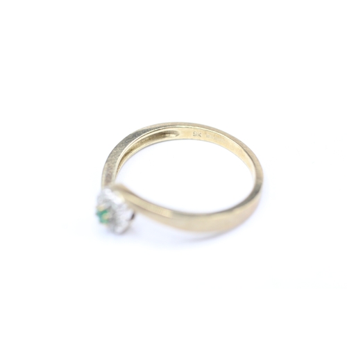 137 - 9ct gold emerald and diamond ring (1.6g) Size N