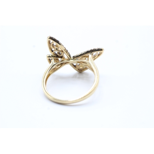 155 - 9ct gold diamond butterfly ring (2.8g)