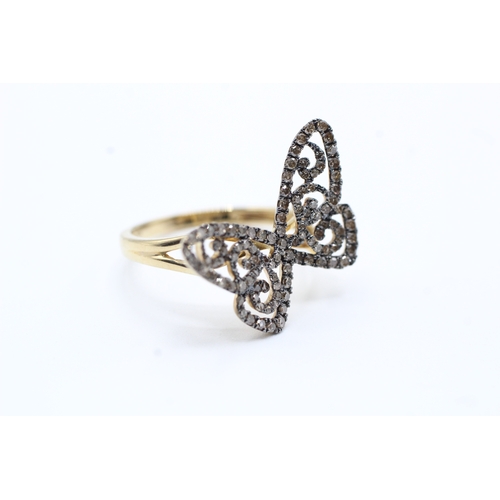 155 - 9ct gold diamond butterfly ring (2.8g)