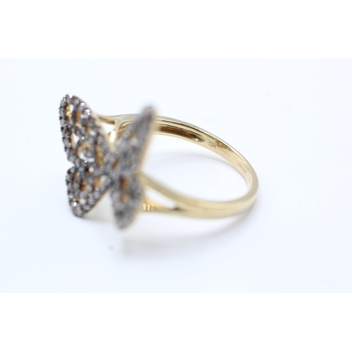 155 - 9ct gold diamond butterfly ring (2.8g)