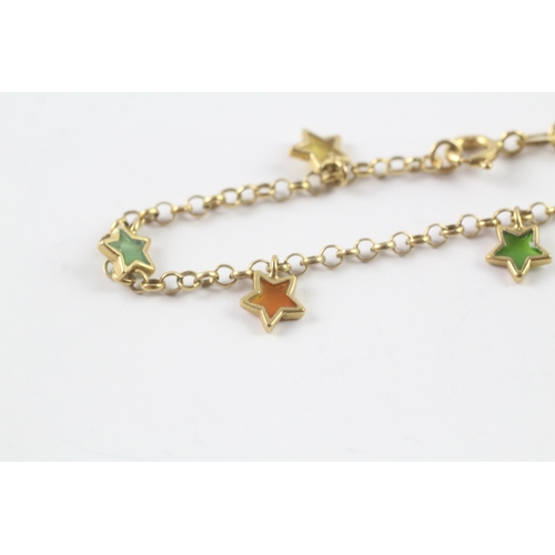 169 - 9ct gold star enamel chain bracelet