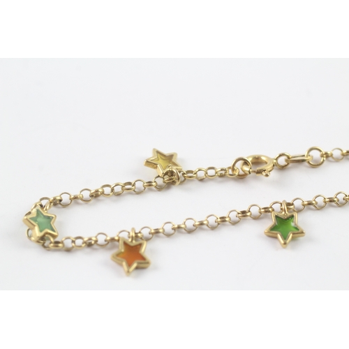 169 - 9ct gold star enamel chain bracelet