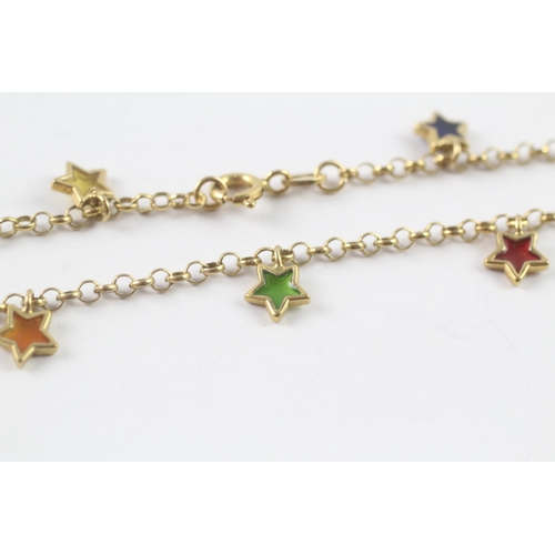 169 - 9ct gold star enamel chain bracelet