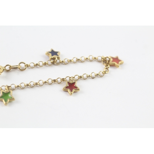 169 - 9ct gold star enamel chain bracelet