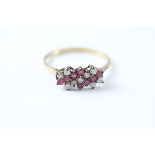 182 - 9ct gold ruby & cubic zirconia dress ring (2g) Size T