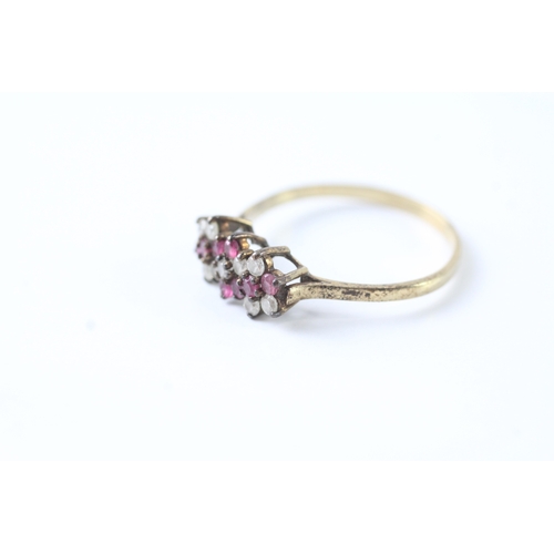 182 - 9ct gold ruby & cubic zirconia dress ring (2g) Size T