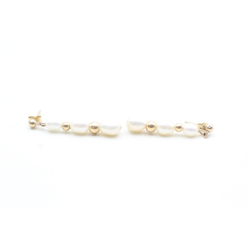 184 - 9ct gold cultured pearl drop earrings (1.9g)