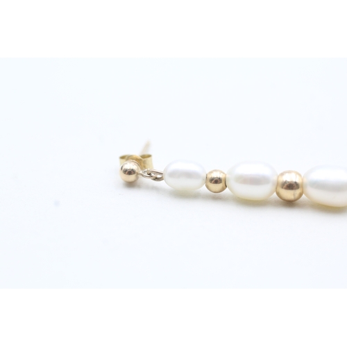 184 - 9ct gold cultured pearl drop earrings (1.9g)