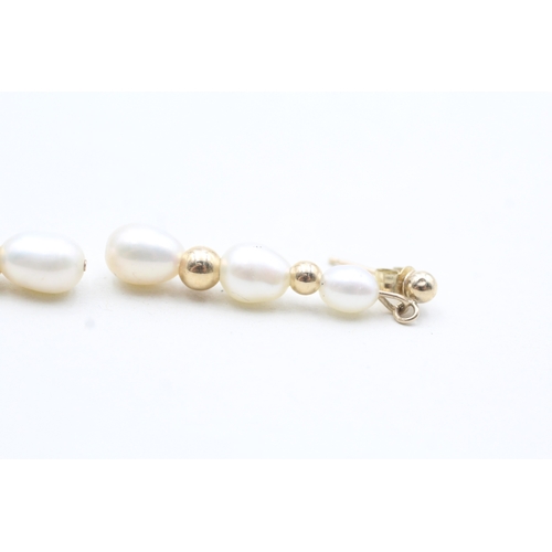 184 - 9ct gold cultured pearl drop earrings (1.9g)