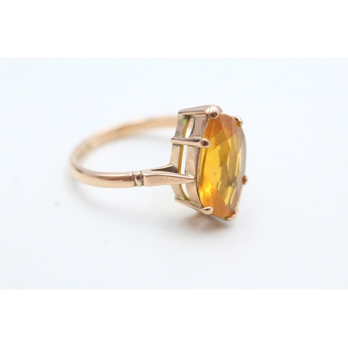 19 - 9ct gold fancy cut orange gemstone dress ring (3.3g) Size P