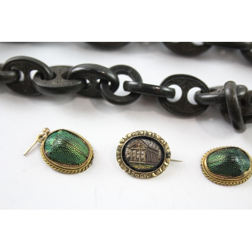 281 - Collection of Antique Jewellery inc. Micro Mosaic, Scarab Beetles x 3 29g