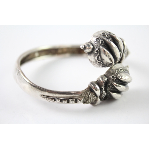 285 - Victorian Silver Etruscan Revival Bypass Bangle 12g