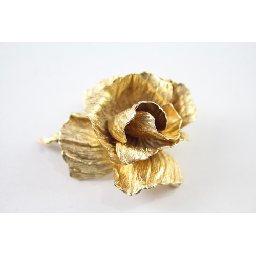 286 - Christian Dior Gold Tone Statement Rose Brooch 32g