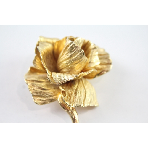 286 - Christian Dior Gold Tone Statement Rose Brooch 32g