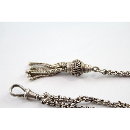 288 - Antique Sterling Silver Albertina Watch Chain w/ Tassel 14g