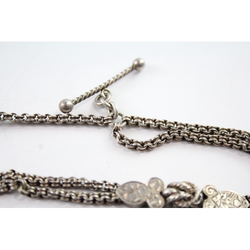 288 - Antique Sterling Silver Albertina Watch Chain w/ Tassel 14g