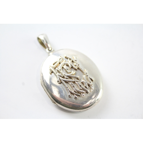 293 - Antique Sterling Silver Monogrammed Locket Pendant 15g