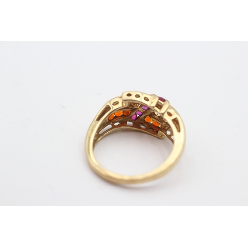 31 - 14ct gold multi-gemstone ring (3.6g) Size O