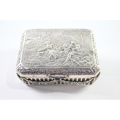 312 - Antique Edwardian 1902 London Sterling Silver Import Figural Jewellery Box 317g