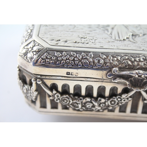 312 - Antique Edwardian 1902 London Sterling Silver Import Figural Jewellery Box 317g