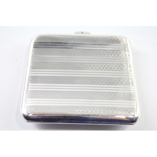 317 - Antique Edwardian 1910 Birmingham Sterling Silver Curved Cigarette Case (102g)