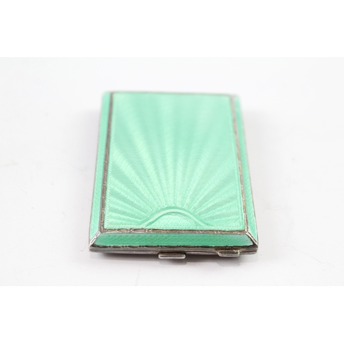 319 - Antique 1914 Birmingham Sterling Silver Guilloche Enamel Matchbook (41g)