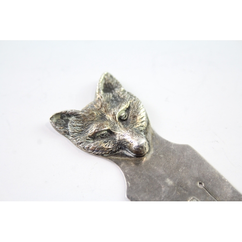 320 - Antique Edwardian 1907 Chester Sterling Silver Fox Finale Bookmark (24g)