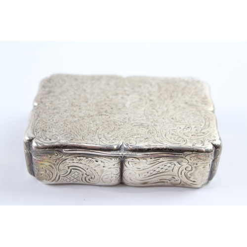 323 - Early Victorian 1838 London Sterling Silver Highly Engraved Snuff Box (110g)