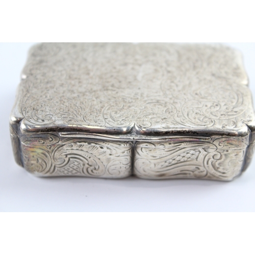 323 - Early Victorian 1838 London Sterling Silver Highly Engraved Snuff Box (110g)