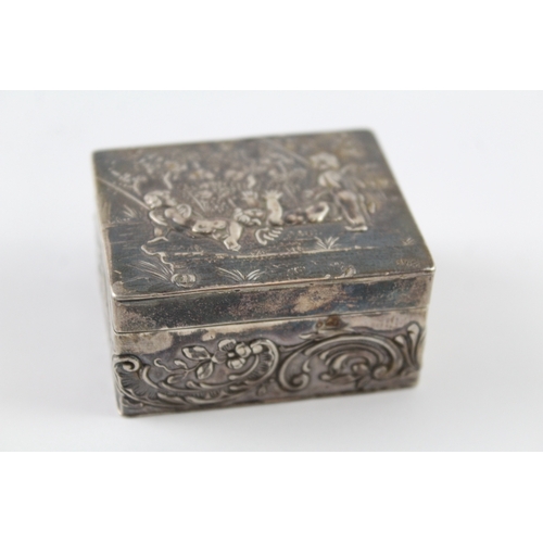 329 - Antique Edwardian 1904 London Sterling Silver Import Cherub Trinket Box (51g)