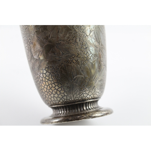 350 - Antique William IV 1830 Birmingham Sterling Silver Floral Engraved Bud Vase 203g