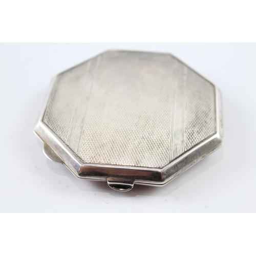 355 - Vintage 1951 Birmingham Sterling Silver Gradient Guilloche Enamel Compact (105g)