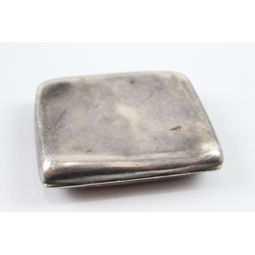 359 - Vintage Hallmarked 1925 Birmingham Sterling Silver Cigarette Case w/ Enamel 121g