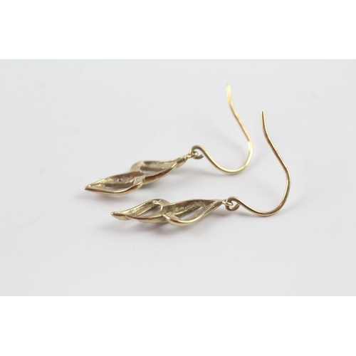 43 - 9ct gold diamond drop hook earrings