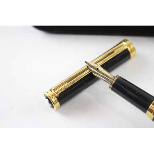 437 - Montblanc Nibless Oblique Black Lacquer Fountain Pen w/ 14ct Gold Nib WRITING