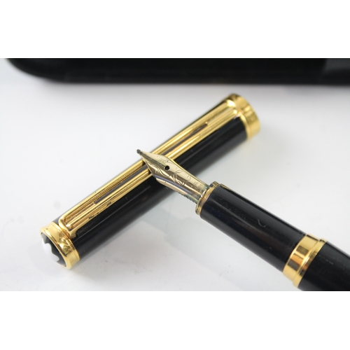 437 - Montblanc Nibless Oblique Black Lacquer Fountain Pen w/ 14ct Gold Nib WRITING